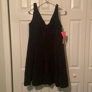Betsey Johnson black with silver sparkle dress, size 14